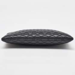 Dolce & Gabbana Black Quilted Leather Zip Wristlet Clutch