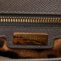 Dolce & Gabbana Grey Leather Maxi Miss Sicily Top Handle Bag