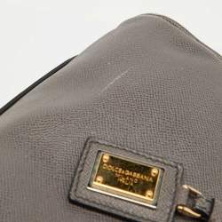 Dolce & Gabbana Grey Leather Maxi Miss Sicily Top Handle Bag
