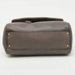 Dolce & Gabbana Grey Leather Maxi Miss Sicily Top Handle Bag