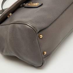 Dolce & Gabbana Grey Leather Maxi Miss Sicily Top Handle Bag
