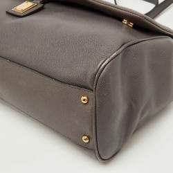 Dolce & Gabbana Grey Leather Maxi Miss Sicily Top Handle Bag
