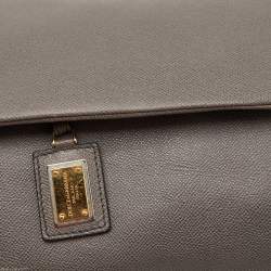 Dolce & Gabbana Grey Leather Maxi Miss Sicily Top Handle Bag