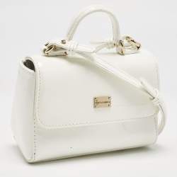 Dolce & Gabbana Bambino White Patent Leather Mini Miss Sicily Top Handle Bag