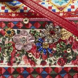مملوكة مسبقًا Dolce & Gabbana Bambino Red/Multicolor Fabric Mini Miss Sicily Top Handle Bag