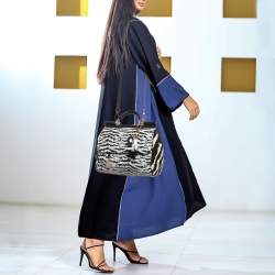 Dolce & Gabbana Black/White Sequins and Calf Hair Large Miss Sicily Top Handle Bag