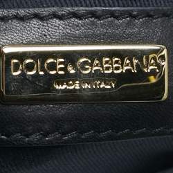 Dolce & Gabbana Black/White Sequins and Calf Hair Large Miss Sicily Top Handle Bag