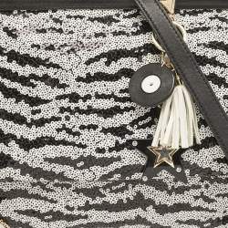 Dolce & Gabbana Black/White Sequins and Calf Hair Large Miss Sicily Top Handle Bag
