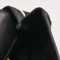 Dolce & Gabbana Black/White Sequins and Calf Hair Large Miss Sicily Top Handle Bag