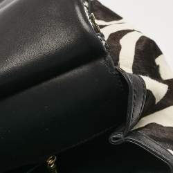 Dolce & Gabbana Black/White Sequins and Calf Hair Large Miss Sicily Top Handle Bag