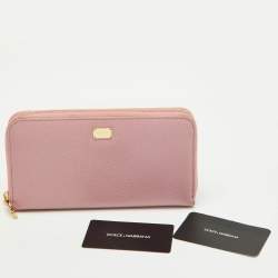 Dolce & Gabbana Pink Leather Zip Around Wallet
