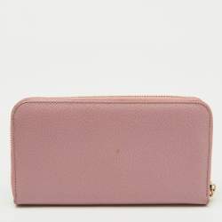Dolce & Gabbana Pink Leather Zip Around Wallet