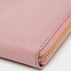 Dolce & Gabbana Pink Leather Zip Around Wallet