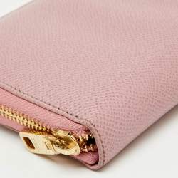 Dolce & Gabbana Pink Leather Zip Around Wallet