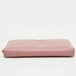 Dolce & Gabbana Pink Leather Zip Around Wallet