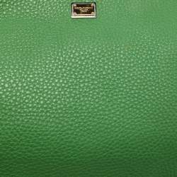 Dolce & Gabbana Green Leather Double Zip Shoulder Bag
