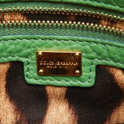 Dolce & Gabbana Green Leather Double Zip Shoulder Bag