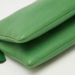 Dolce & Gabbana Green Leather Double Zip Shoulder Bag