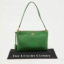Dolce & Gabbana Green Leather Double Zip Shoulder Bag