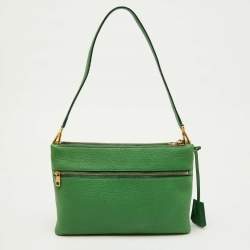 Dolce & Gabbana Green Leather Double Zip Shoulder Bag