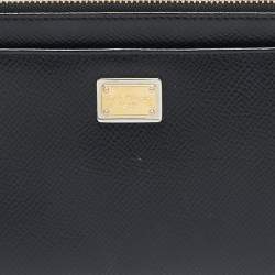 Dolce & Gabbana Black Leather Long Zip Card Case