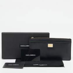 Dolce & Gabbana Black Leather Long Zip Card Case