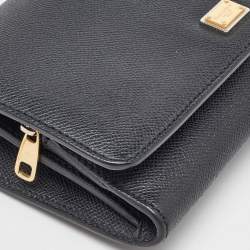 Dolce & Gabbana Black Leather Flap Continental Wallet