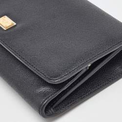 Dolce & Gabbana Black Leather Flap Continental Wallet
