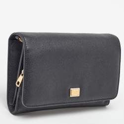 Dolce & Gabbana Black Leather Flap Continental Wallet