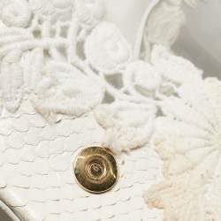 Dolce & Gabbana White Python and PVC Large Miss Sicily Top Handle Bag
