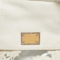 Dolce & Gabbana White Python and PVC Large Miss Sicily Top Handle Bag