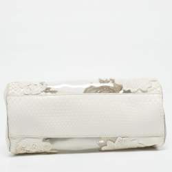 Dolce & Gabbana White Python and PVC Large Miss Sicily Top Handle Bag