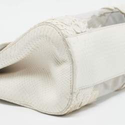 Dolce & Gabbana White Python and PVC Large Miss Sicily Top Handle Bag