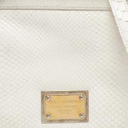 Dolce & Gabbana White Python and PVC Large Miss Sicily Top Handle Bag