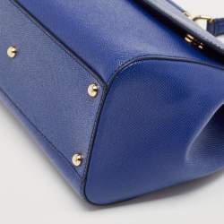 Pre Owned Dolce & Gabbana Blue Leather Regular Miss Sicily Top Handle Bag