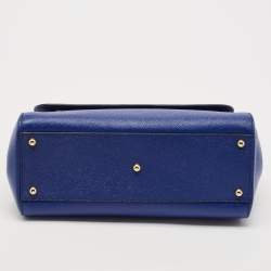Pre Owned Dolce & Gabbana Blue Leather Regular Miss Sicily Top Handle Bag