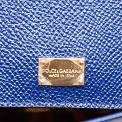 Pre Owned Dolce & Gabbana Blue Leather Regular Miss Sicily Top Handle Bag