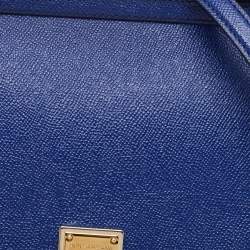 Pre Owned Dolce & Gabbana Blue Leather Regular Miss Sicily Top Handle Bag