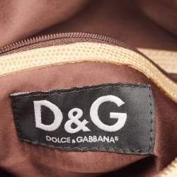 Pre Owned  D&G Burgundy/Beige Leather and Lizard Embossed Logo Shoulder Bag