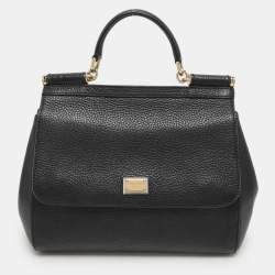 Dolce & Gabbana Black Leather Miss Sicily Top Handle Bag