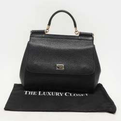 Dolce & Gabbana Black Leather Miss Sicily Top Handle Bag