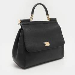 Dolce & Gabbana Black Leather Miss Sicily Top Handle Bag