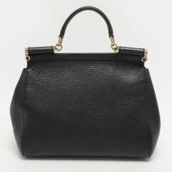 Dolce & Gabbana Black Leather Miss Sicily Top Handle Bag