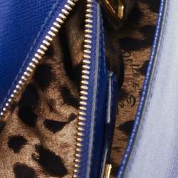 Pre Owned Dolce & Gabbana Blue Leather Medium Miss Sicily Top Handle Bag