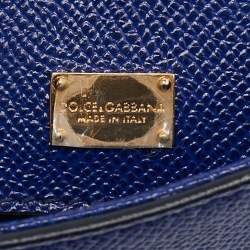 Pre Owned Dolce & Gabbana Blue Leather Medium Miss Sicily Top Handle Bag