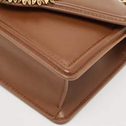 Pre Owned Dolce & Gabbana Brown Leather Small Devotion Top Handle Bag
