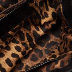 Dolce & Gabbana Brown/Black Glossy Leather Miss Lantana Top Handle Bag