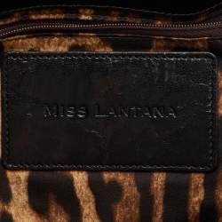 Dolce & Gabbana Brown/Black Glossy Leather Miss Lantana Top Handle Bag