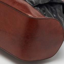 Dolce & Gabbana Brown/Black Glossy Leather Miss Lantana Top Handle Bag
