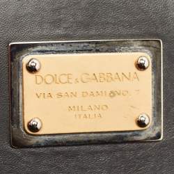Dolce & Gabbana Black/Grey Wool and Leather Large Miss Sicily Top Handle Bag